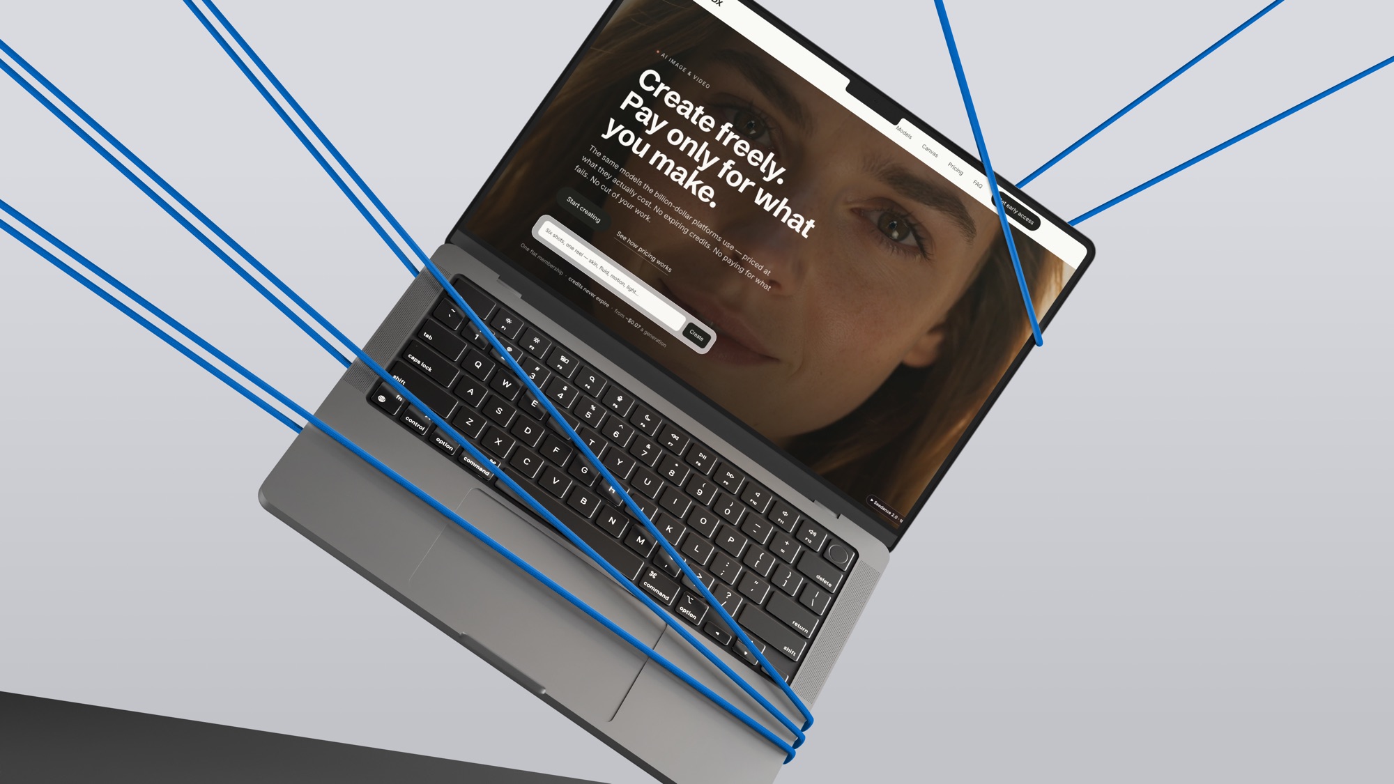 VINDX website displayed on a laptop wrapped in blue cables