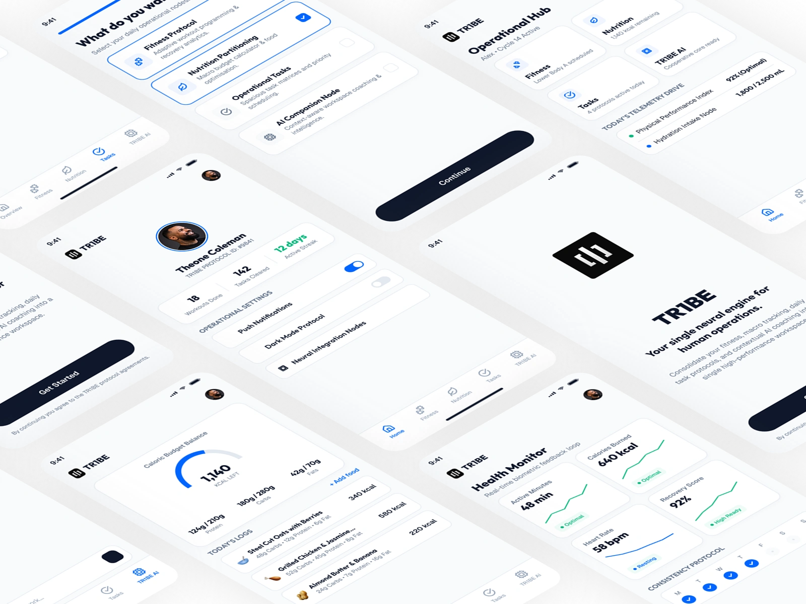 TR[1]BE fitness coaching app screens