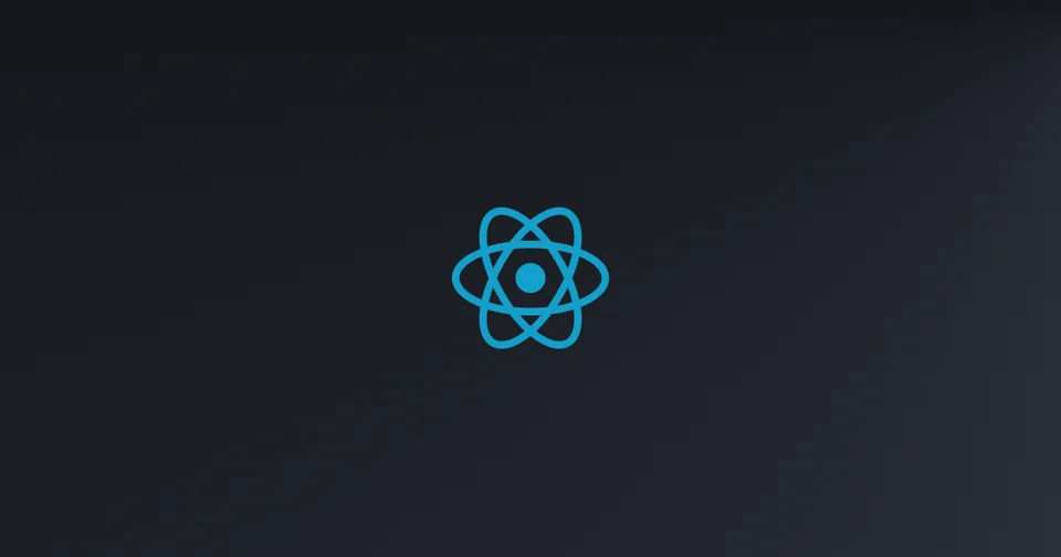 React's official social artwork with its atom mark on a dark background